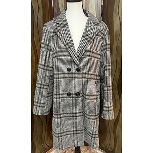 Shein double breasted Glen plaid coat. Size XL.